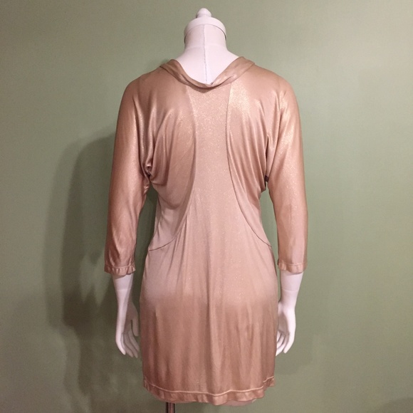 BCBGMAXAZRIA GOLD METALLIC JERSEY REVERSIBLE DRESS Size XS - Picture 10 of 16